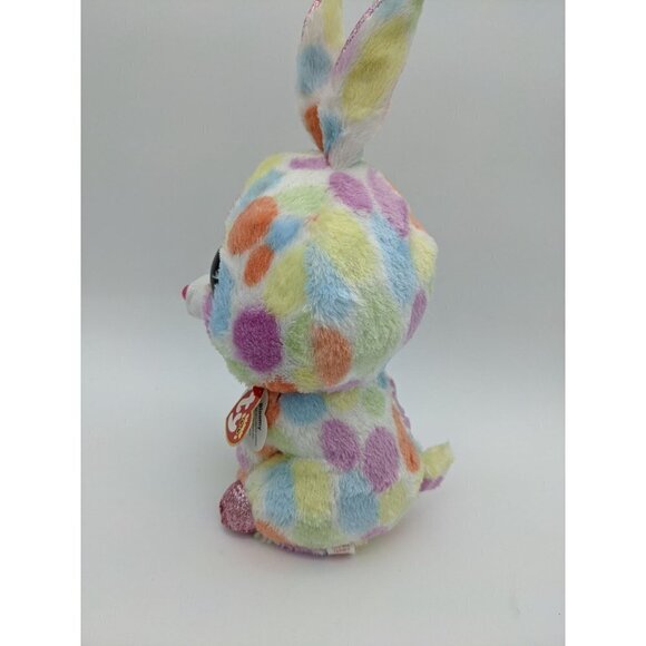 Ty Beanie Boo Bloomy plush bunny rabbit pink purple glitter eyes ears feet  12" - Picture 5 of 8